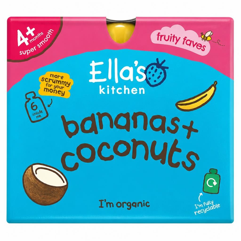 Ella's Kitchen Bananas & Coconuts Super Smooth 4+ Months 6 x 120g