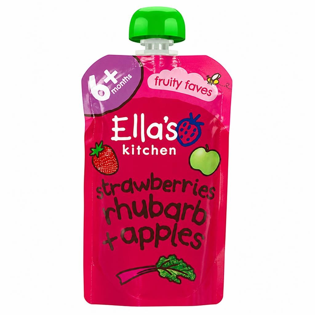Ella's Kitchen Organic Strawberries, Rhubarb & Apples Baby Food Pouch 4+ Months 120g