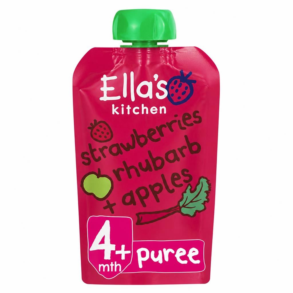 Ella's Kitchen Organic Strawberries, Rhubarb & Apples Baby Food Pouch 4+ Months 120g