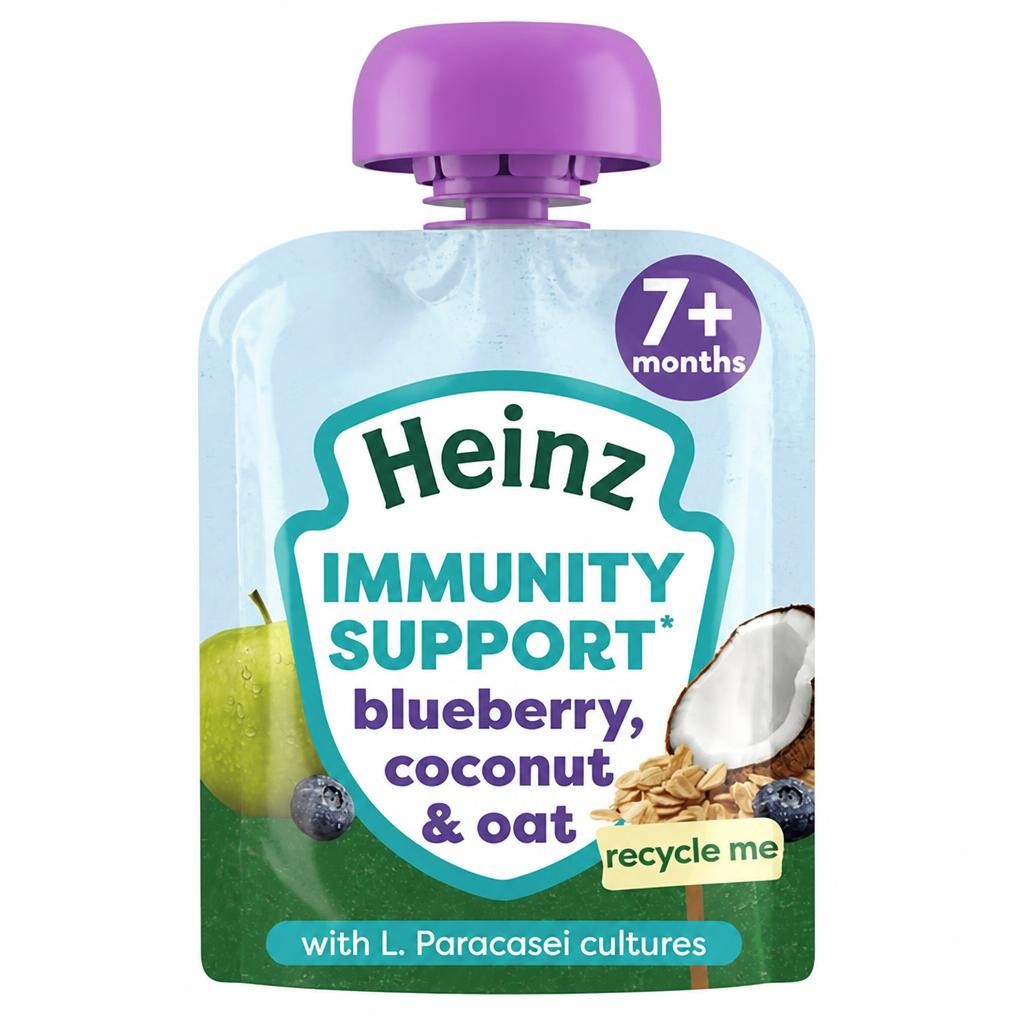 Heinz Baby Food Blueberry, Coconut & Oat Immunity Support Fruit Pouch 7+ Months 85g