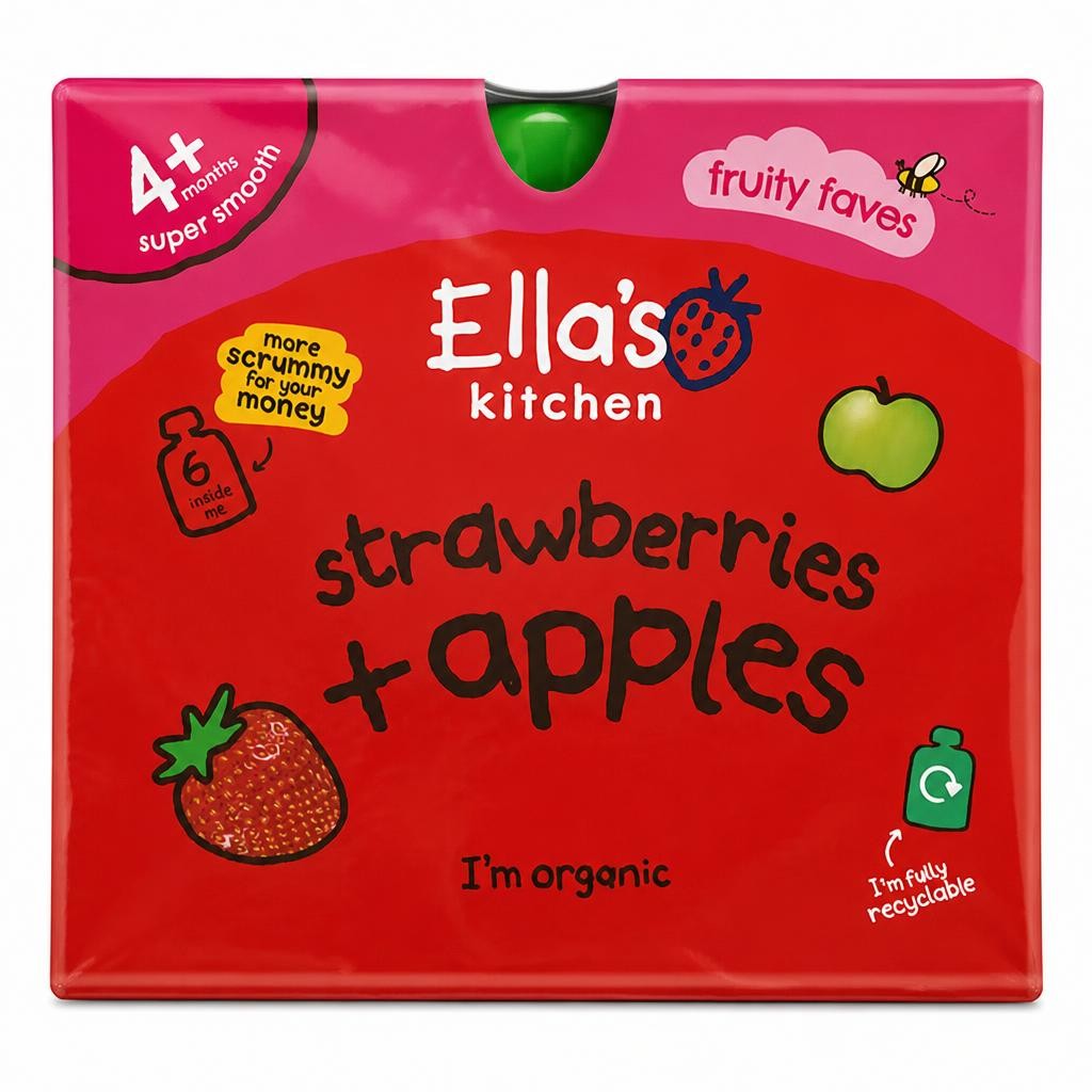 Ella's Kitchen Strawberries & Apples Super Smooth 4+ Months 6 x 120g