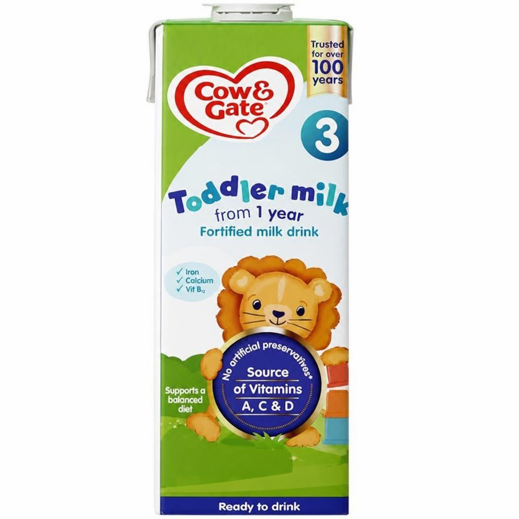 Cow & Gate 3 Toddler Milk Formula Liquid 1+ Years Ready To Feed 1L