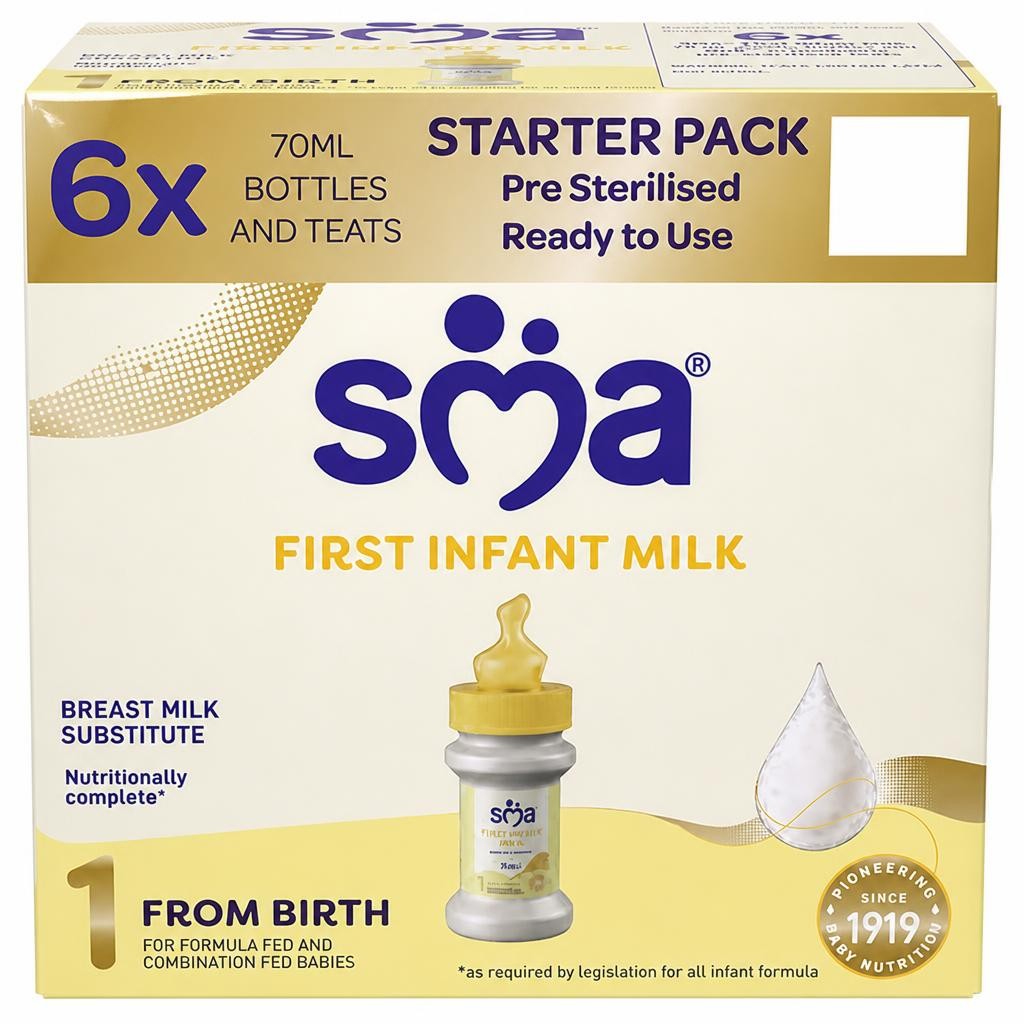 SMA First Infant Baby Milk from Birth 6 x 70ml (420ml)