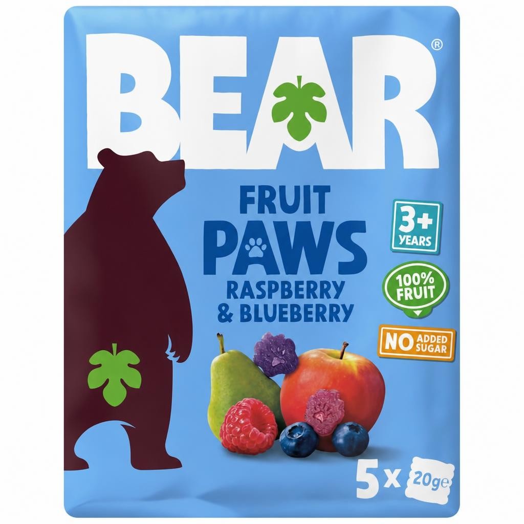 BEAR Paws Fruit Shapes Raspberry & Blueberry Multipack 5x20g