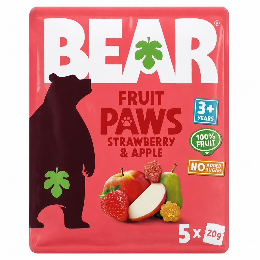 BEAR Paws Fruit Shapes Strawberry & Apple Multipack 5x20g