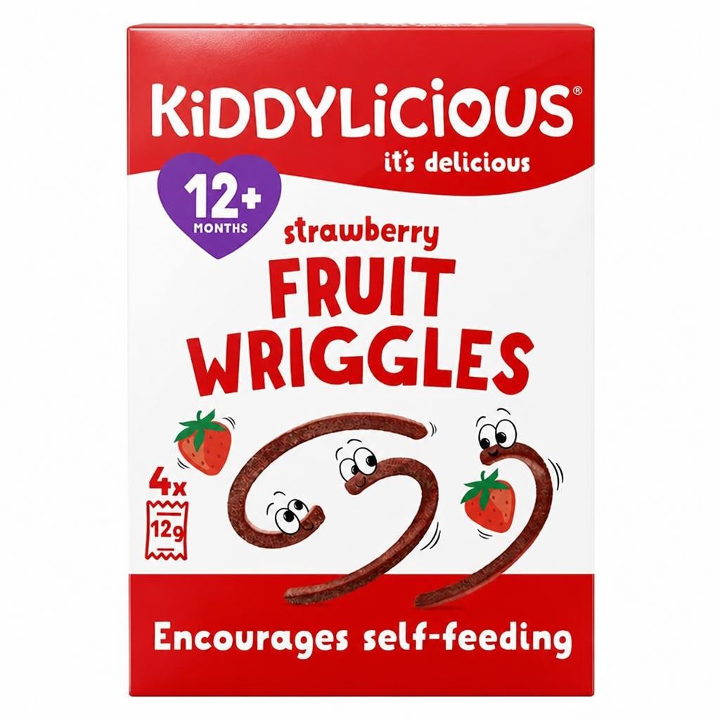 Kiddylicious Strawberry Wriggles Baby Snacks 4x12g