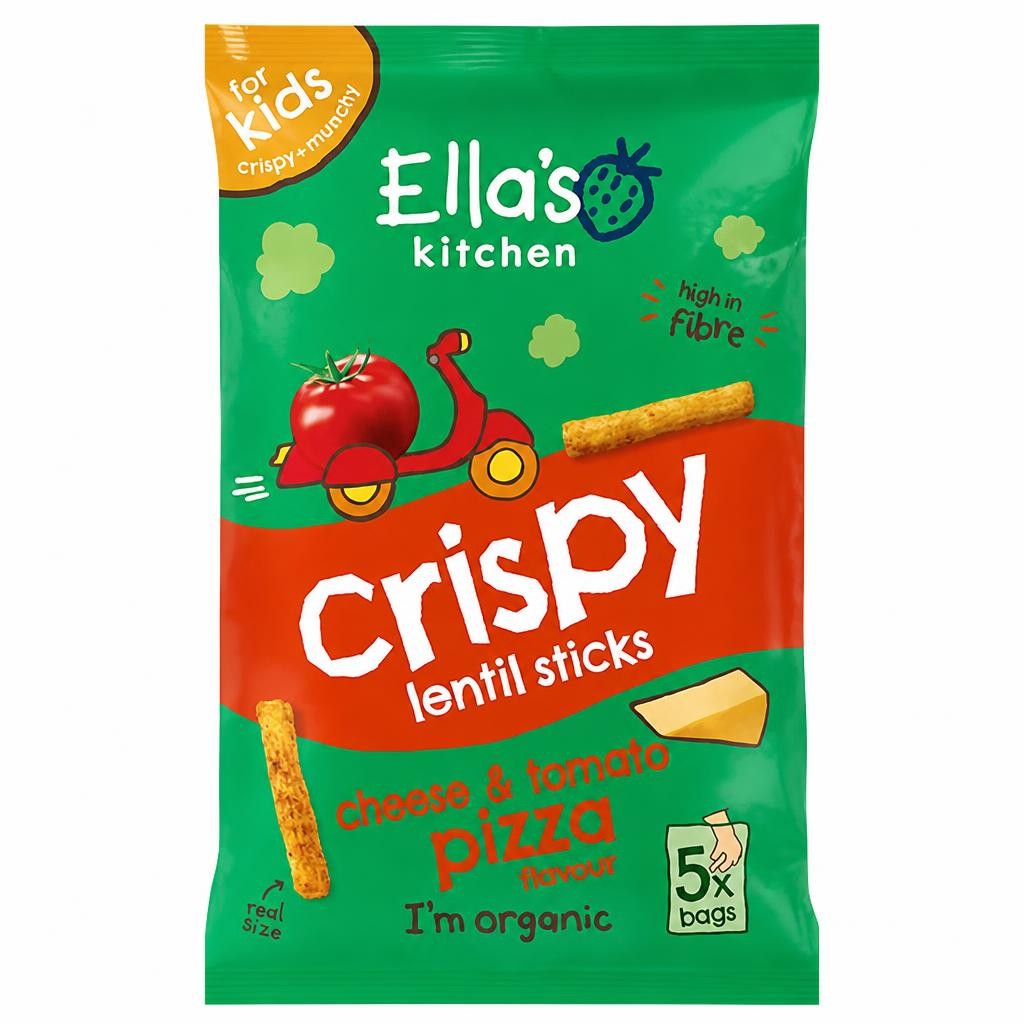 Ella's Kitchen Organic Crispy Pizza Lentil Crisps Kids Snack Multipack 3+ Years 5x10g