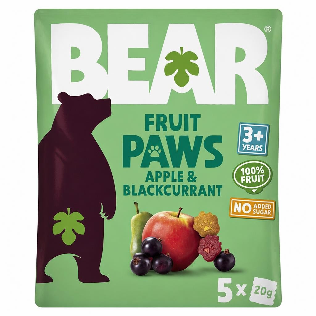 BEAR Paws Fruit Shapes Apple & Blackcurrant Multipack 5x20g