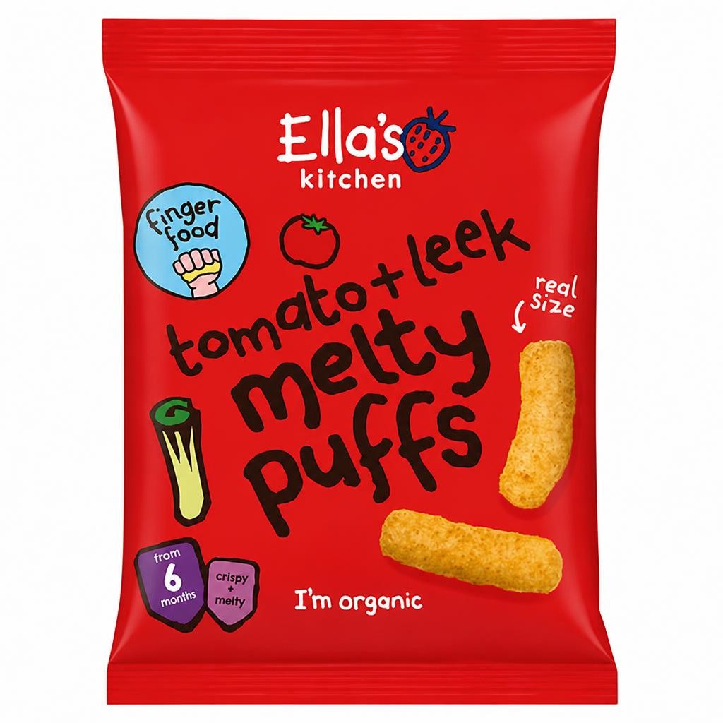 Ella's Kitchen Organic Tomato & Leek Melty Puffs Baby Snack 6+ Months 20g