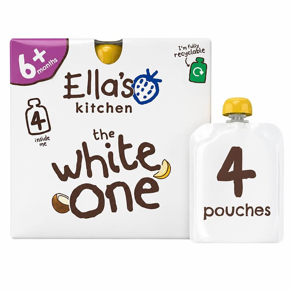 Ella's Kitchen Organic the White One Smoothie Multipack Baby Food Pouch 6+ Months 4x90g