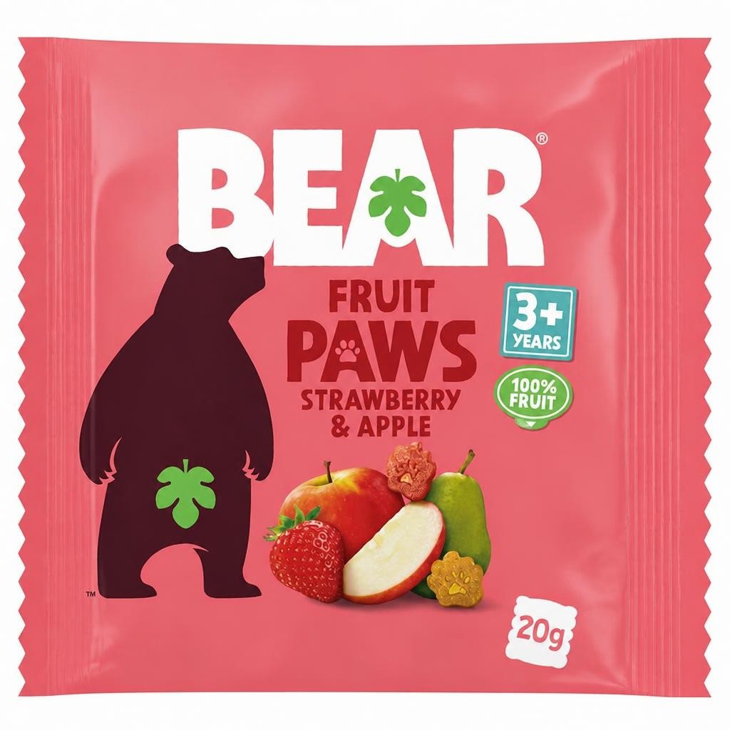 BEAR Paws Fruit Shapes Strawberry & Apple 20g