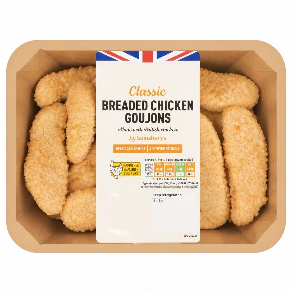 Sainsbury's Breaded Fresh British Chicken Goujons 540g