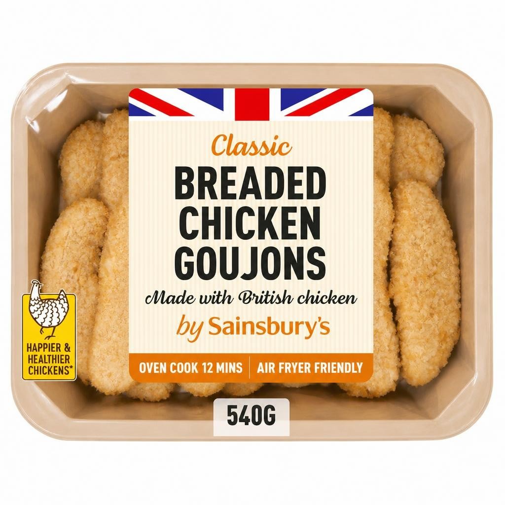 Sainsbury's Breaded Fresh British Chicken Goujons 540g