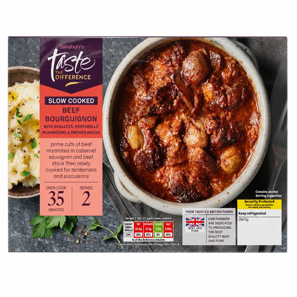 Sainsbury's Slow Cooked British Beef Bourguignon, Taste the Difference 545g (Serves 2)