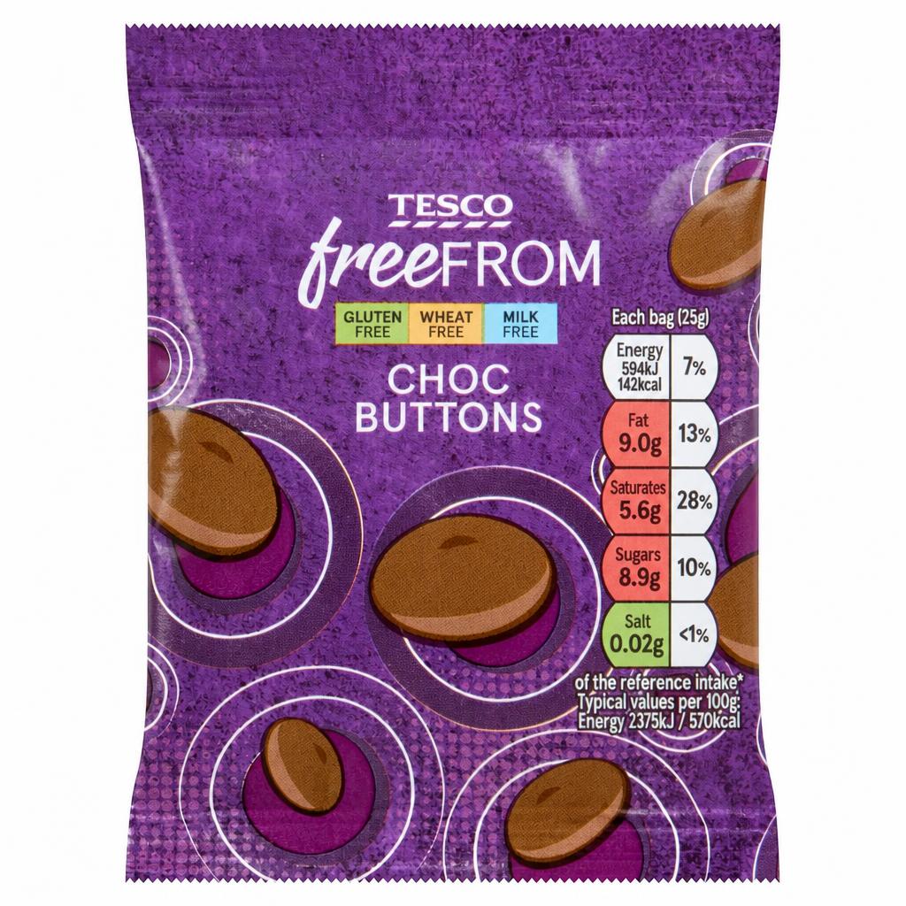 Tesco Free From Choc Buttons 25g