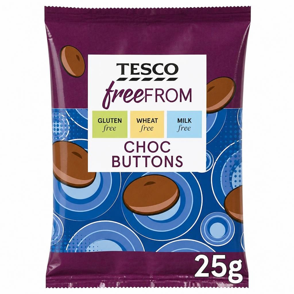 Tesco Free From Choc Buttons 25g