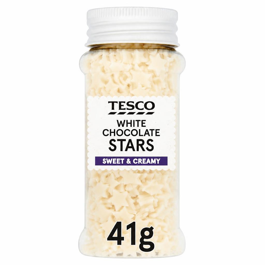 Tesco White Chocolate Stars Sprinkles 41G