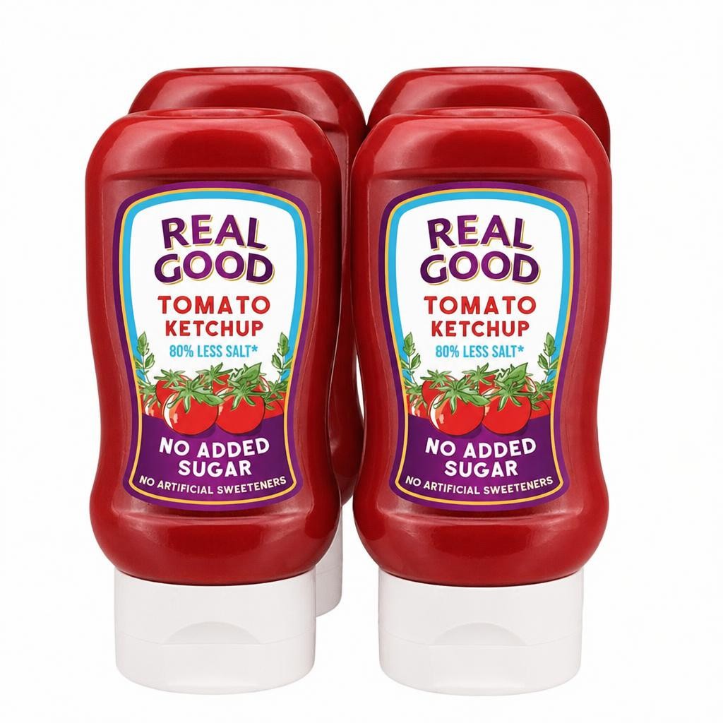 Real Good No Added Sugar Tomato Ketchup, Low Salt  6 x 310g