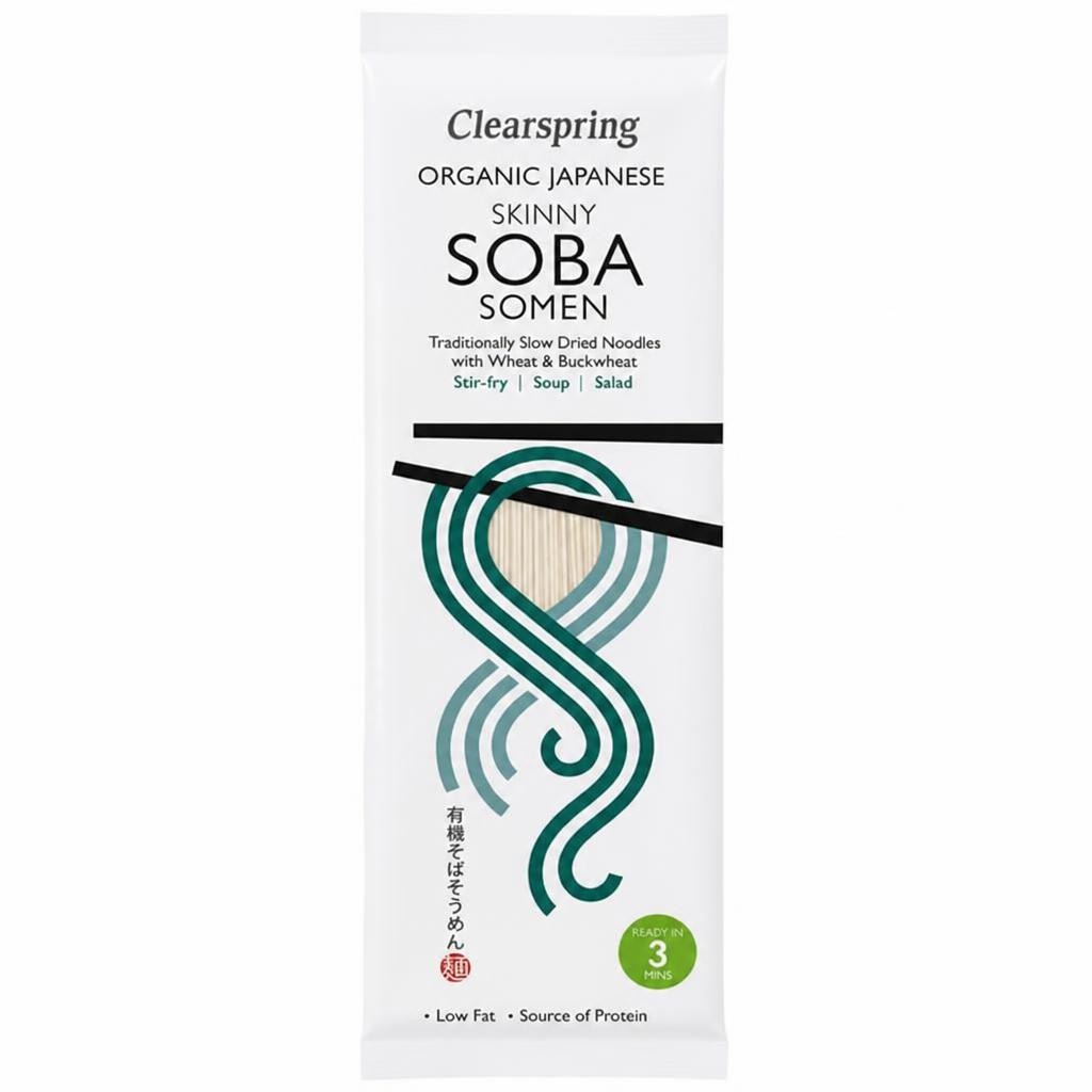 Organic Japanese Skinny Soba Somen Noodles 200g (Clearspring)
