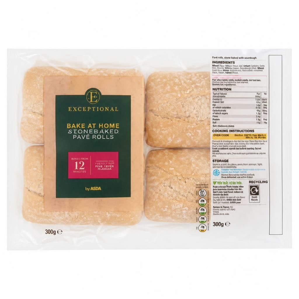 Exceptional by ASDA Stonebaked Pave Rolls 4 x 75g (300g)
