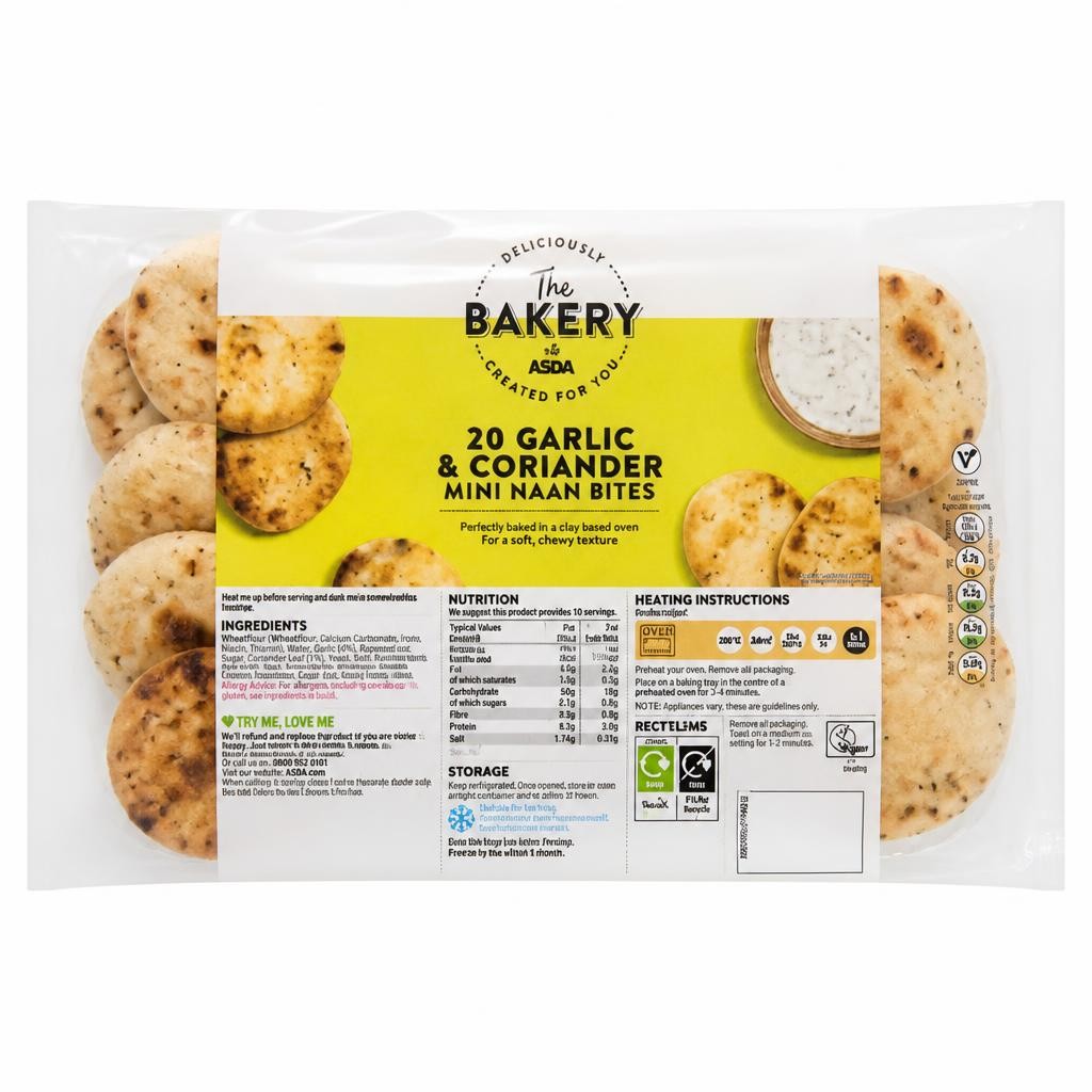 ASDA The Bakery The Bakery 20 Garlic & Coriander Mini Naan Bites