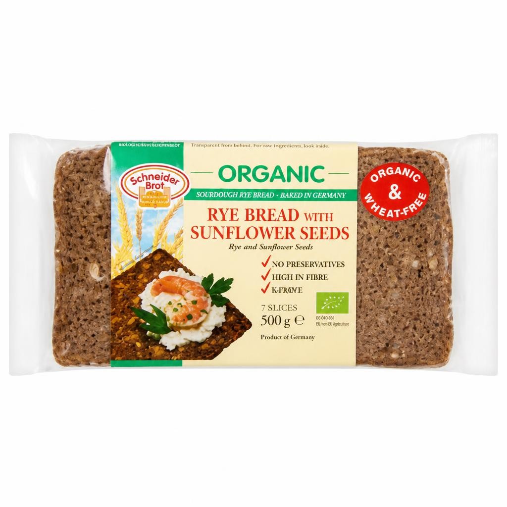 Scheider Bro Organic Rye Bread with Sunflower Seeds 7 Slices 500g