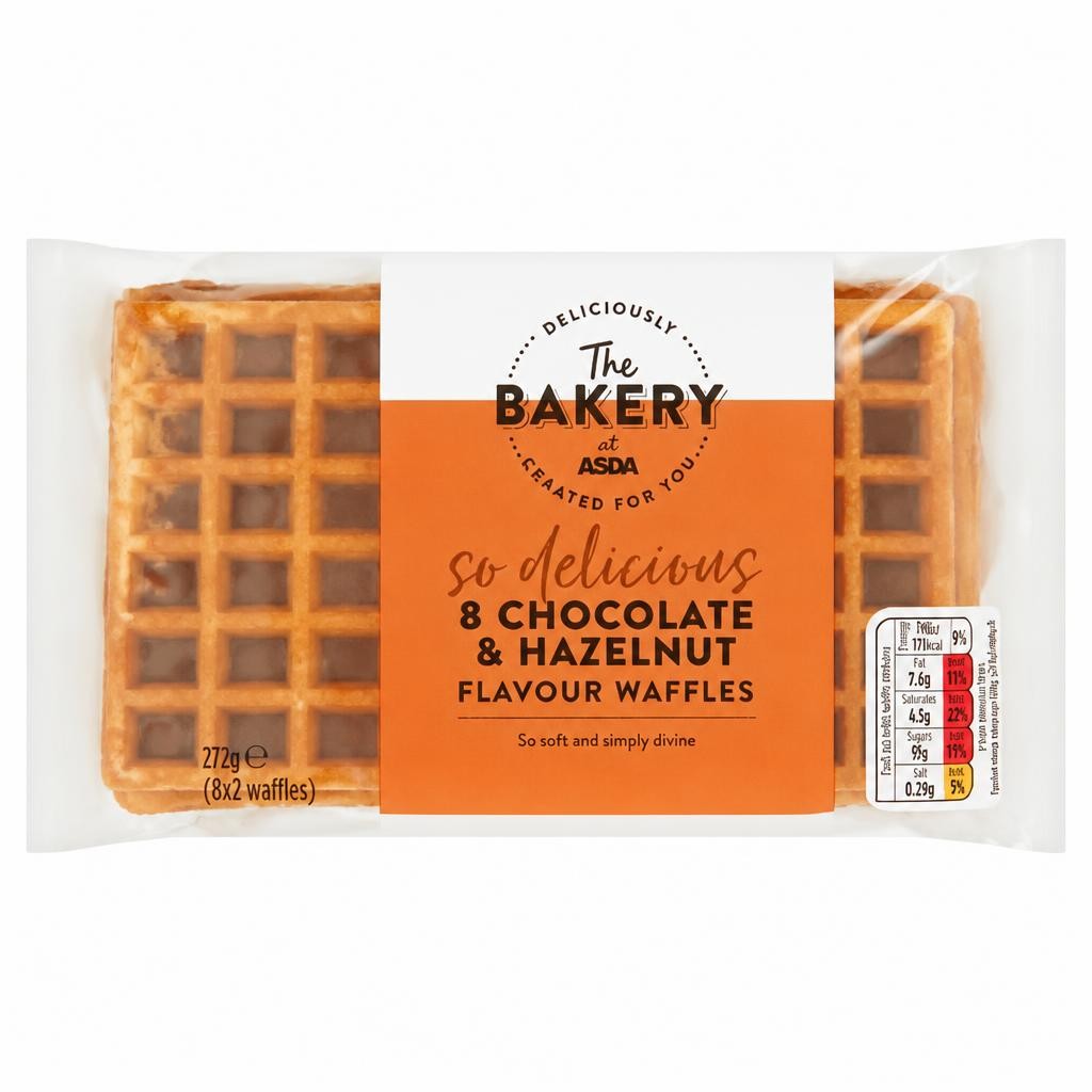 ASDA The Bakery 8 Chocolate & Hazelnut Flavour Waffles 272g