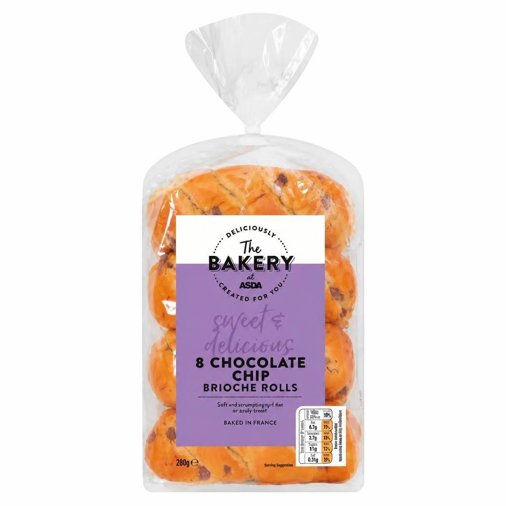 The BAKERY at ASDA 8 Chocolate Chip Brioche Rolls 280g