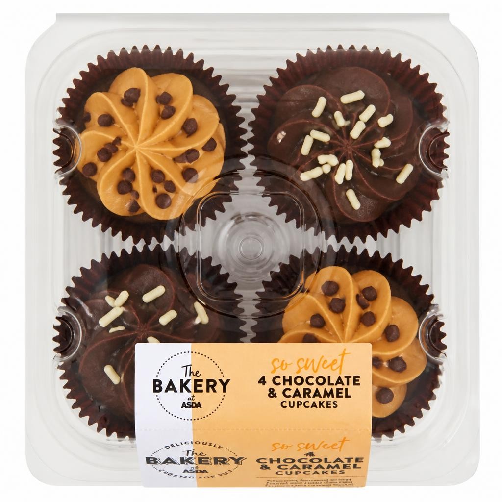 The BAKERY at ASDA 4 Chocolate & Caramel Cupcakes