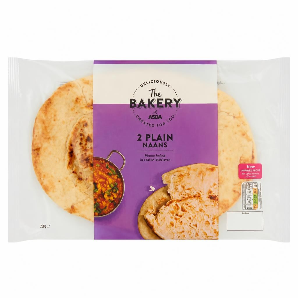 The BAKERY at ASDA The Bakery 2 Plain Naans 380g
