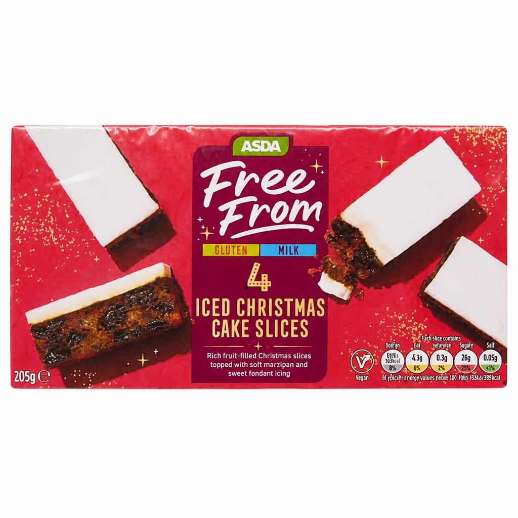 ASDA Free From Free From by  4 Christmas Cake Slices 205g