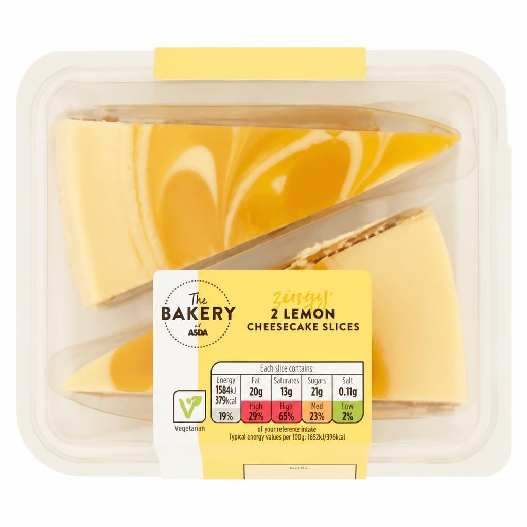 The BAKERY at ASDA The Bakery at  Zingy Lemon Cheesecake Slices 2 x 95g (190g)