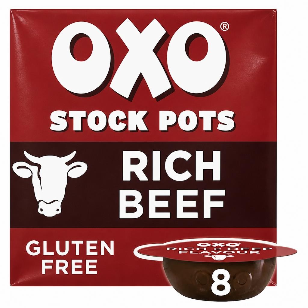 Oxo Beef Onion & Rosemary Stock Pots 8 Pack 160G