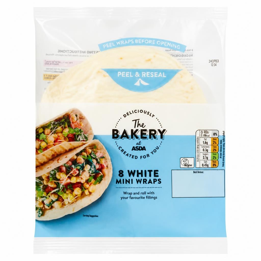 The BAKERY at ASDA The Bakery 8 White Mini Wraps 248g