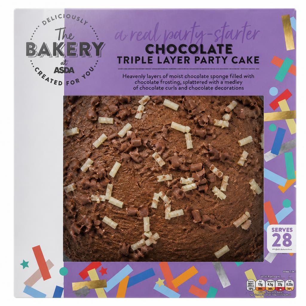 The BAKERY at ASDA Chocolate Triple Layer Party Cake