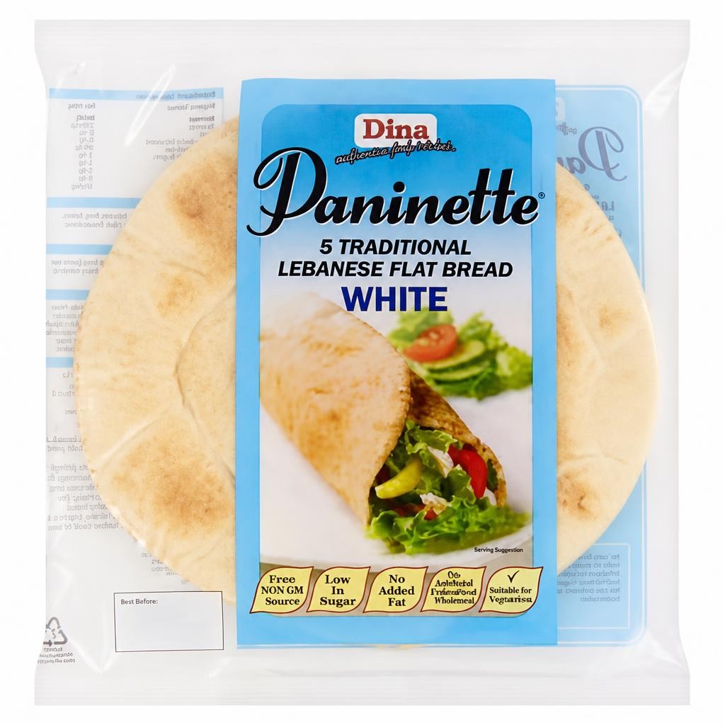 Dina 5 Paninette Traditional Lebanese Flat Bread White