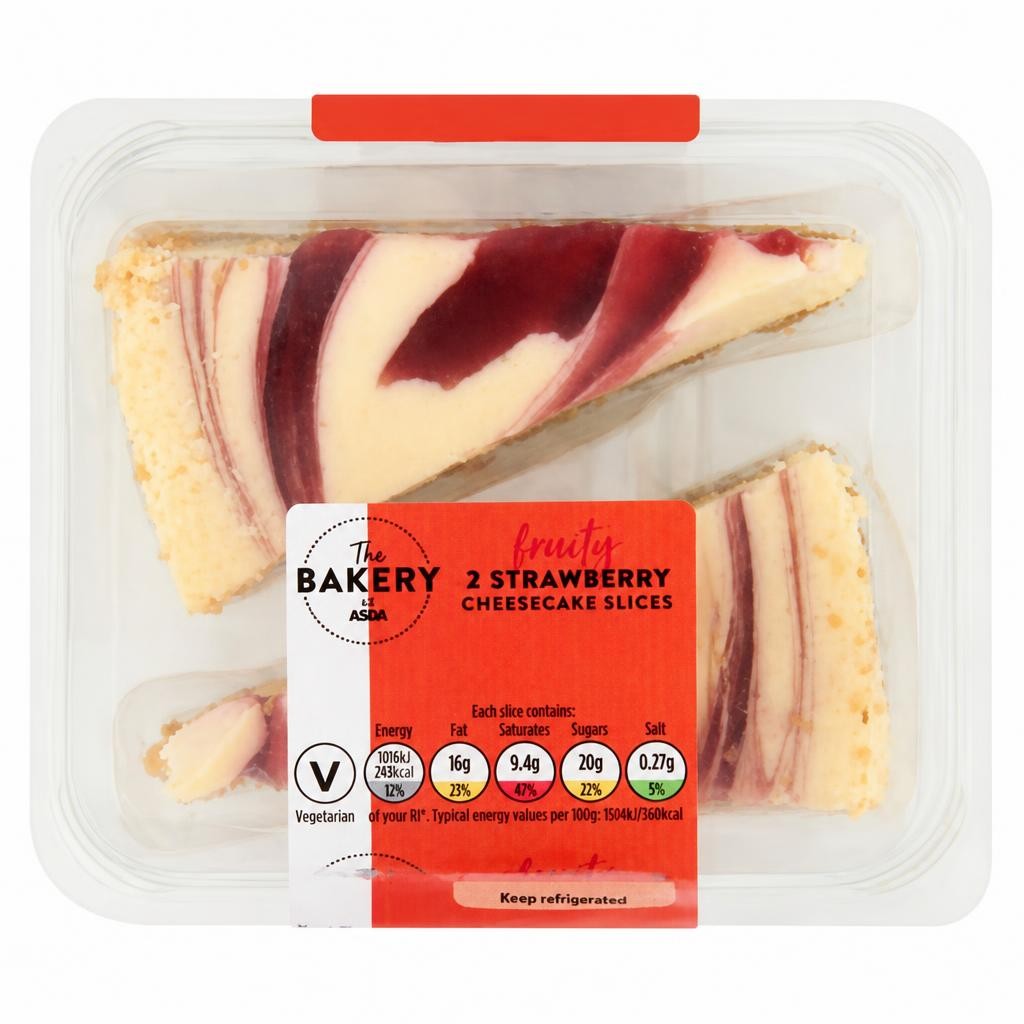 The BAKERY at ASDA The Bakery at  Strawberry Cheesecake Slices 190g (2 x 95g)