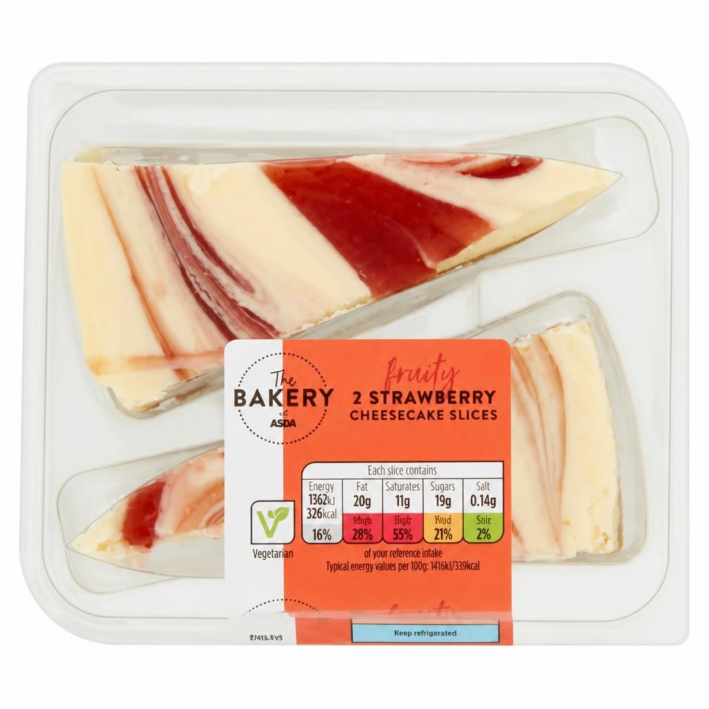 The BAKERY at ASDA The Bakery at  Strawberry Cheesecake Slices 2 x 95g (190g)
