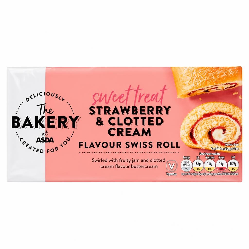 ASDA The Bakery Strawberry & Clotted Cream Flavour Swiss Roll