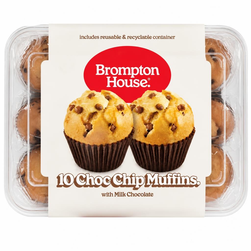 Brompton House Choc Chip Muffins with Milk Chocolate (10 x 25g) 250g