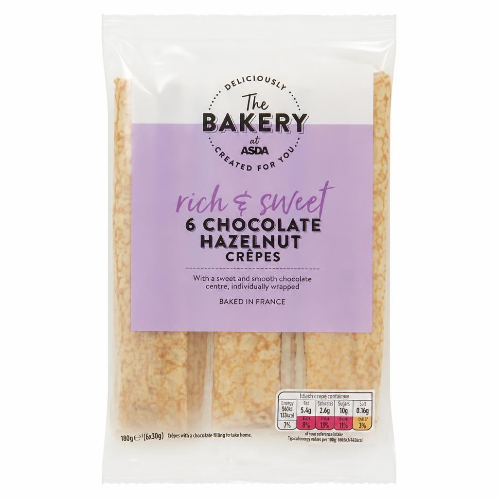 The BAKERY at ASDA 6 Chocolate Hazelnut Crêpes 6 x 30g (180g)
