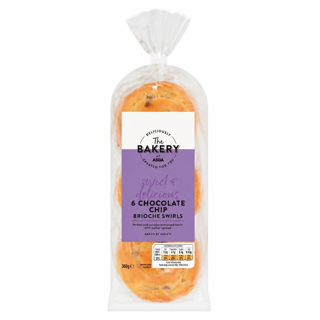 The BAKERY at ASDA The Bakery 6 Chocolate Chip Brioche Swirls 300g