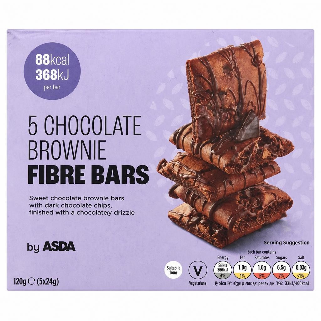 ASDA Chocolate Brownie Fibre Bars 5 x 24g (120g)