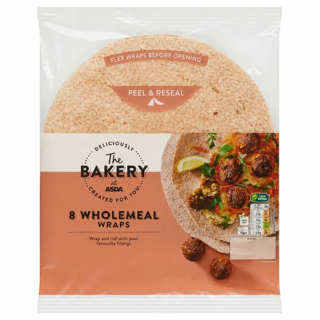 The BAKERY at ASDA The Bakery 8 Wholemeal Wraps 488g