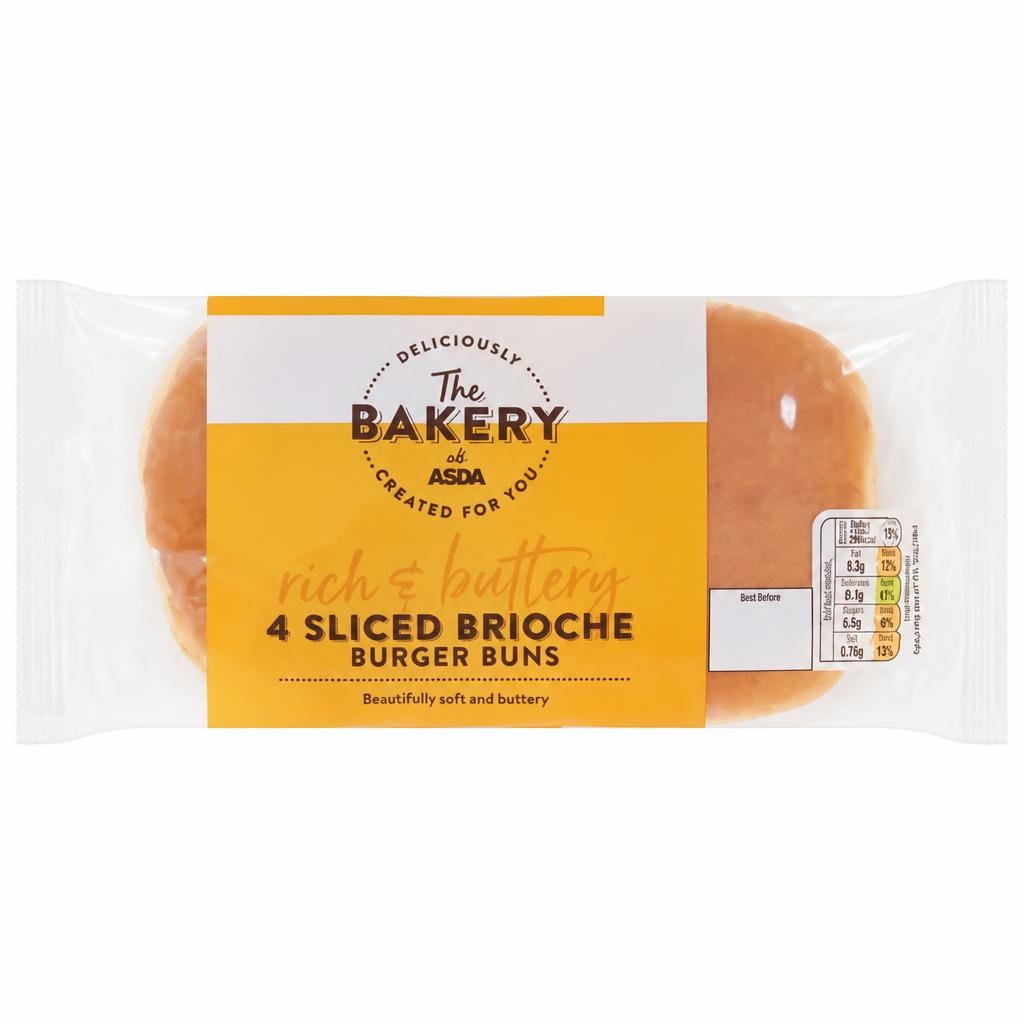 The BAKERY at ASDA The Bakery 4 Sliced Brioche Burger Buns