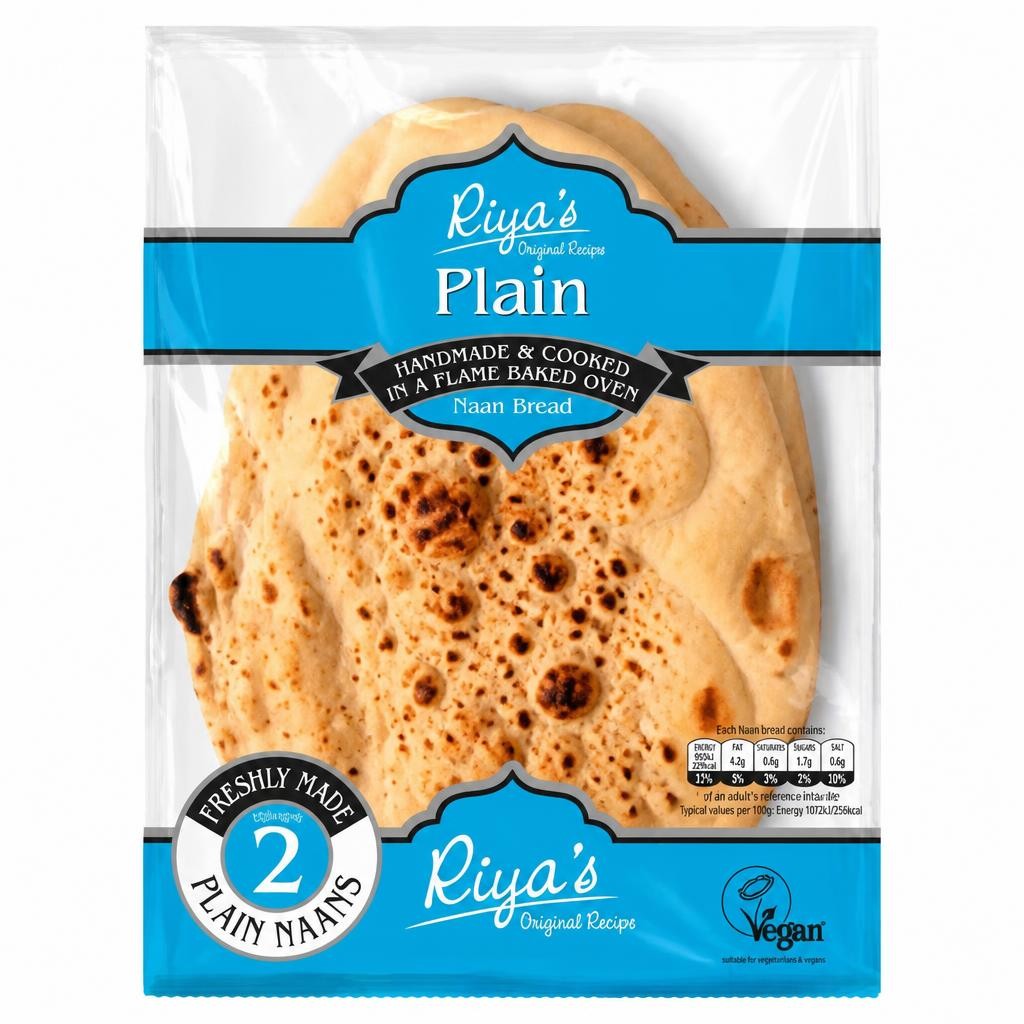 Riya's Original Recipe 2 Plain Naan Bread