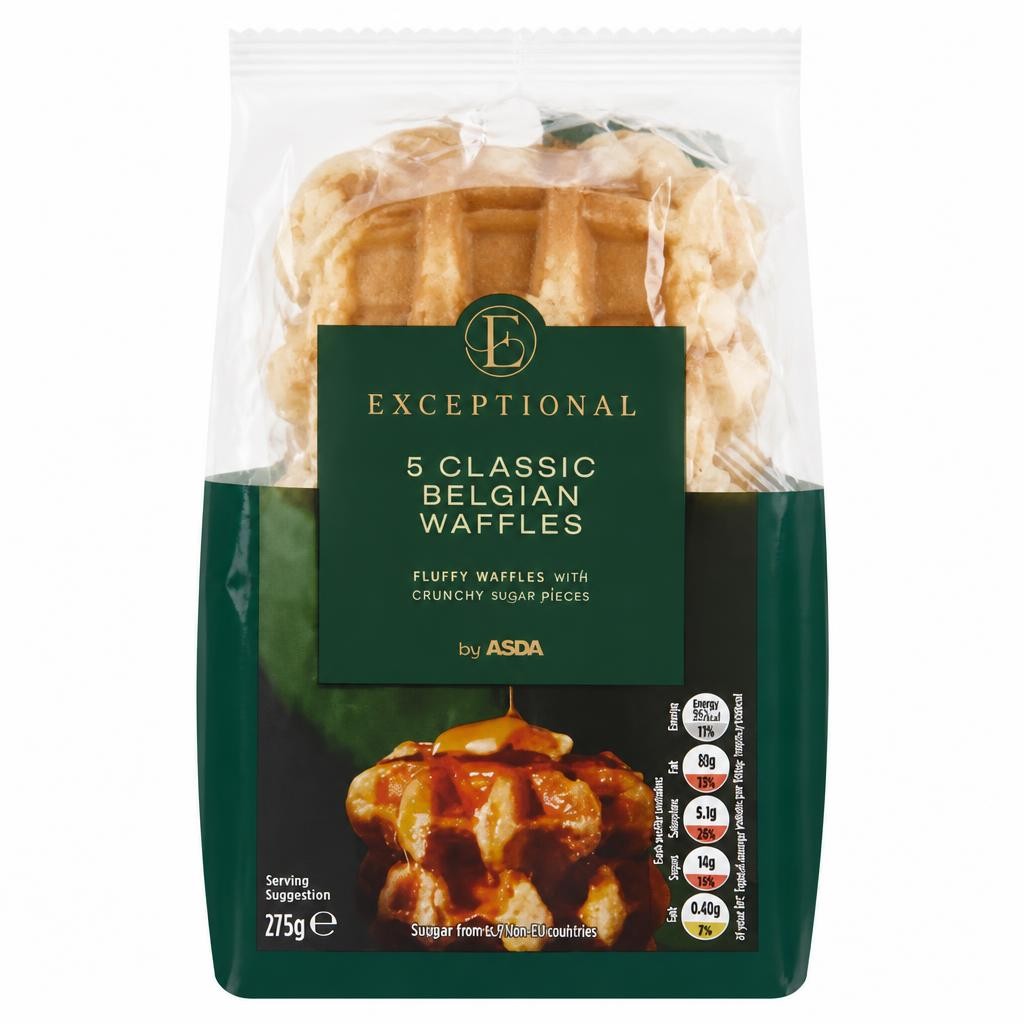 Exceptional by ASDA 5 Classic Belgian Waffles 275g