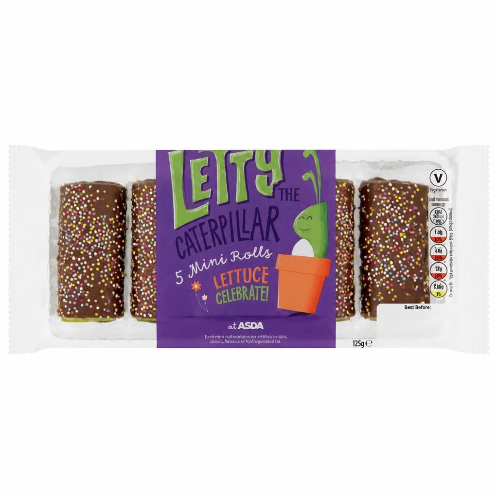 The BAKERY at ASDA 5 Letty the Caterpillar Mini Rolls 125g