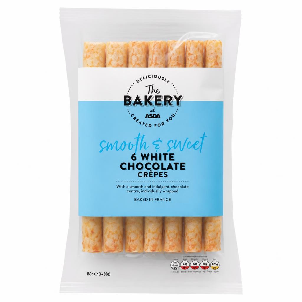 The BAKERY at ASDA 6 White Chocolate Crêpes 6 x 30g (180g)