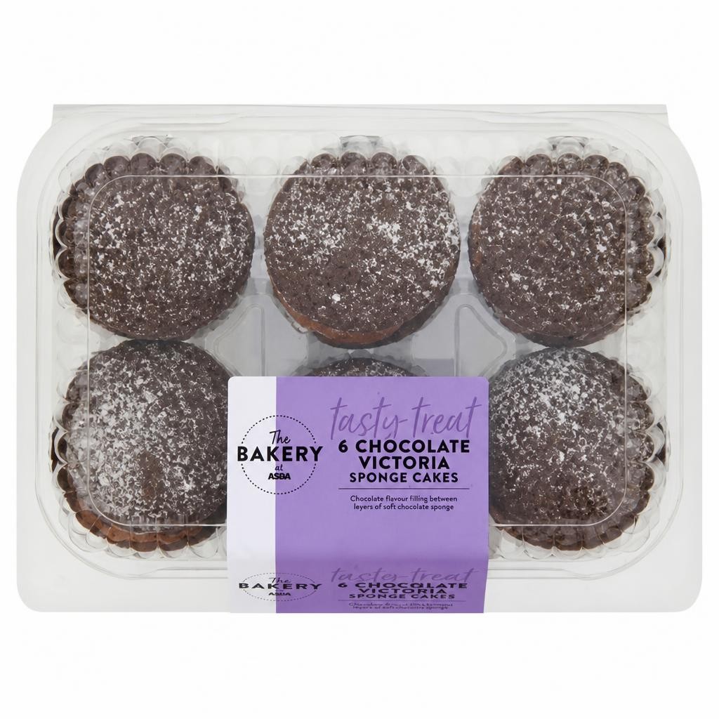 The BAKERY at ASDA 6 Chocolate Victoria Sponge Cakes